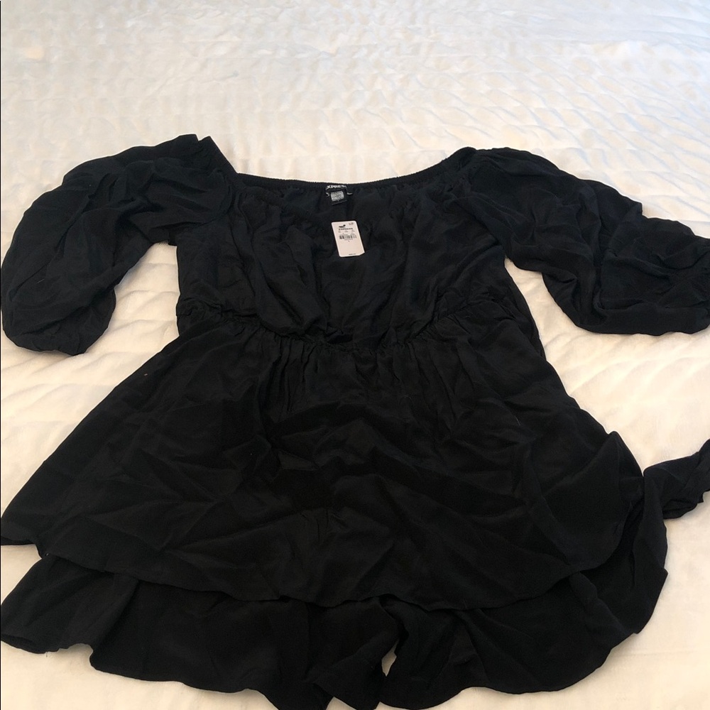 Black Women's Off-Shoulder Skorts Jumper